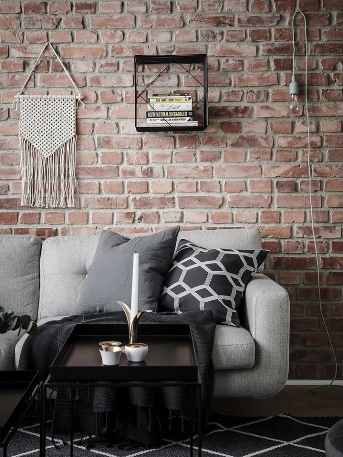 brick wall in the living room