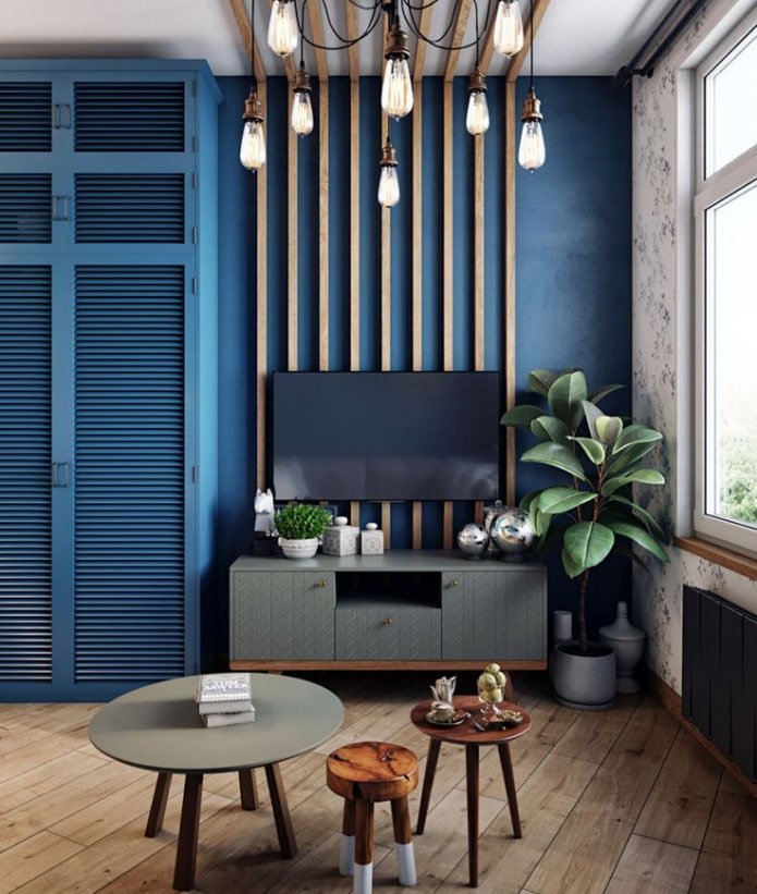 blue walls in the living room