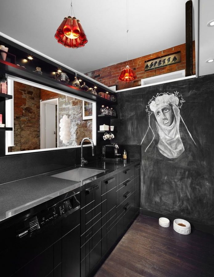 slate wall in the kitchen