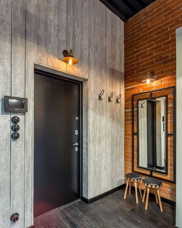 wooden walls in the hallway