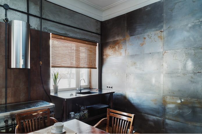 metal walls in the kitchen
