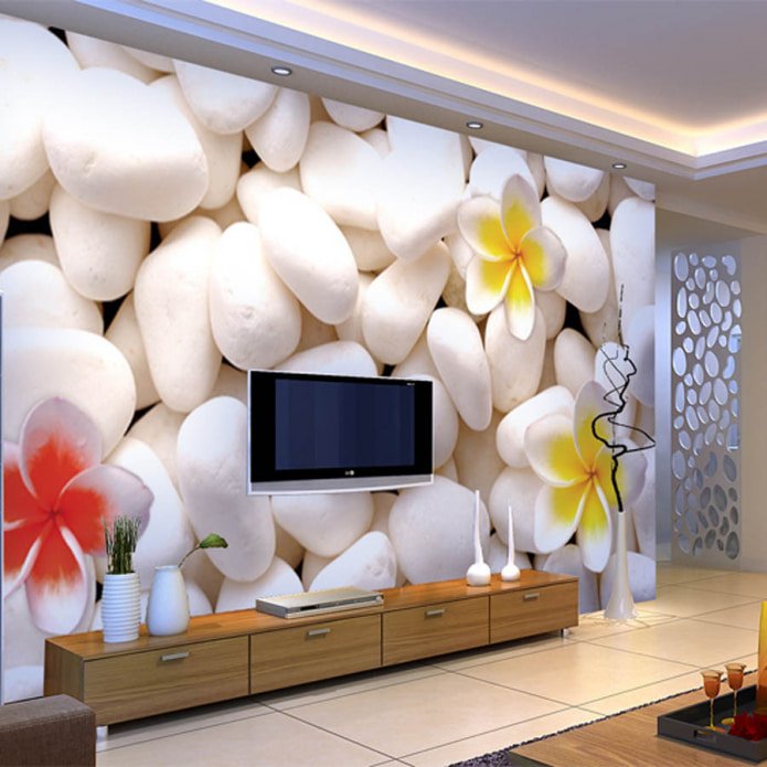 Photo wallpaper in the living room