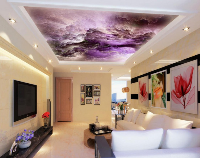 Stereoscopic wallpaper on the ceiling