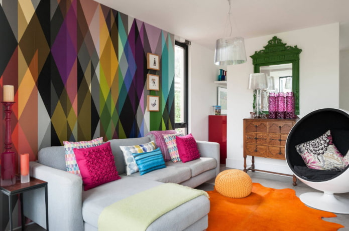 textiles in the interior in the eclectic style