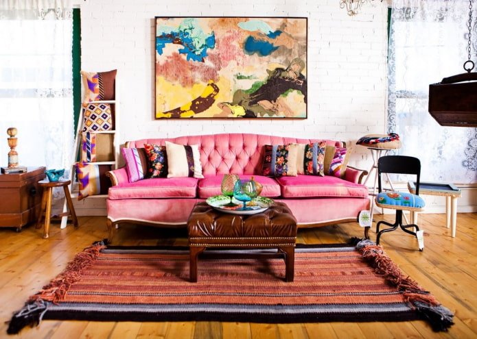 textiles in the interior in the eclectic style