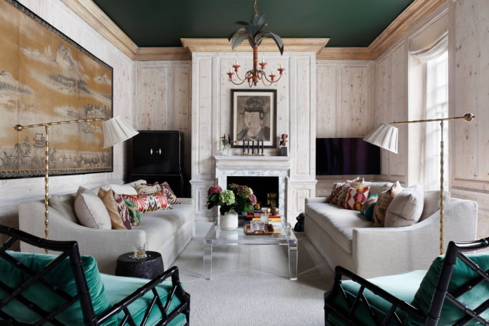 Living room with a fireplace