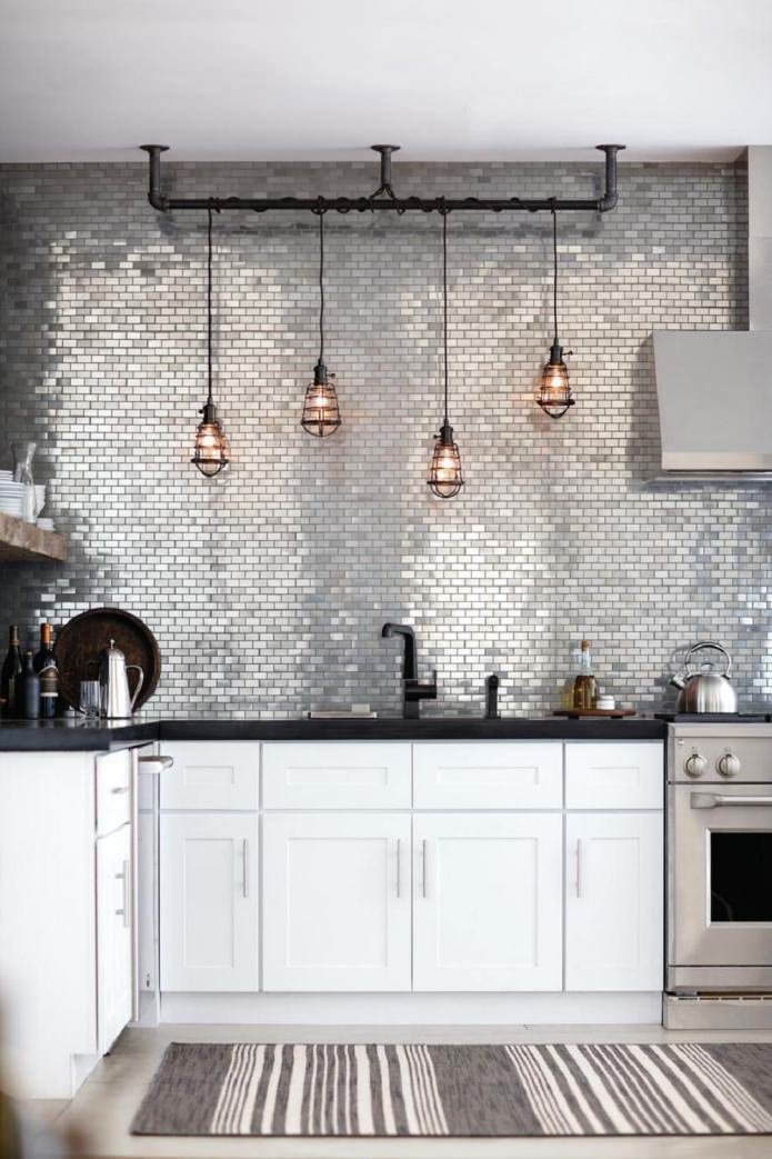 mirror mosaic in the kitchen