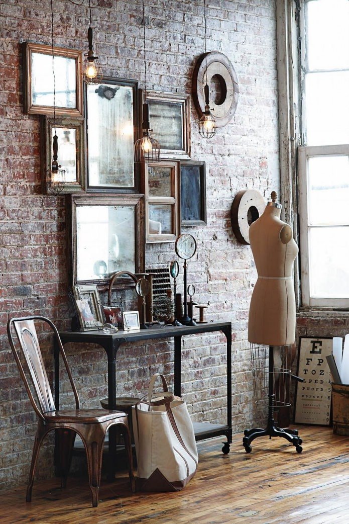 brick wall with paintings