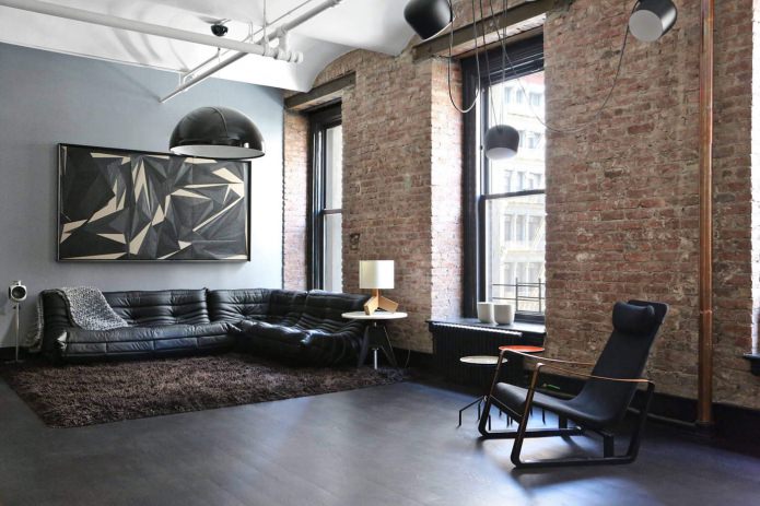 black leather sofa