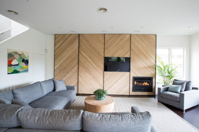 wall of natural wood tones