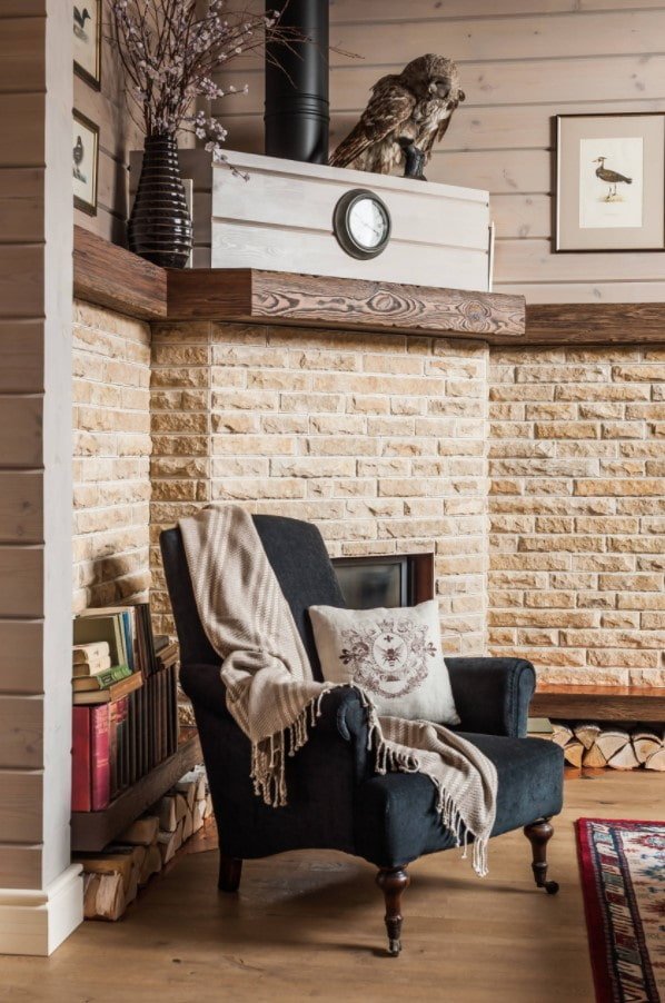 brick fireplace