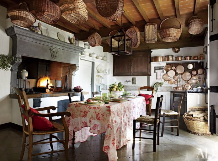 kitchen with basket decor