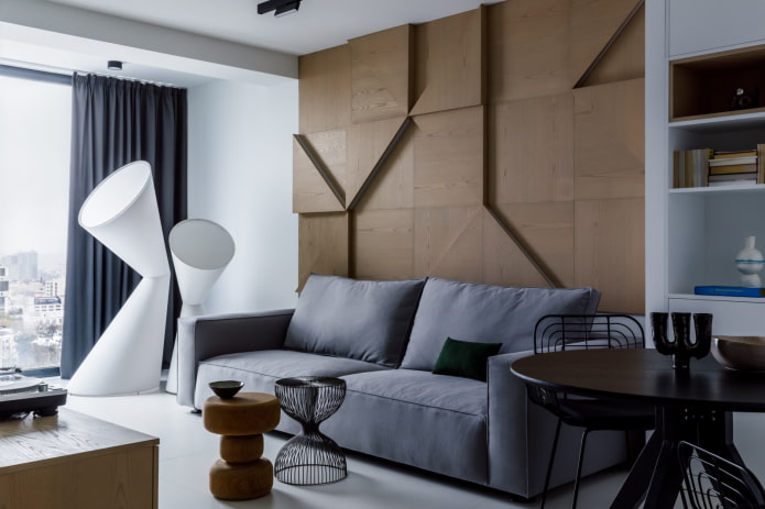 stylish wall behind the sofa