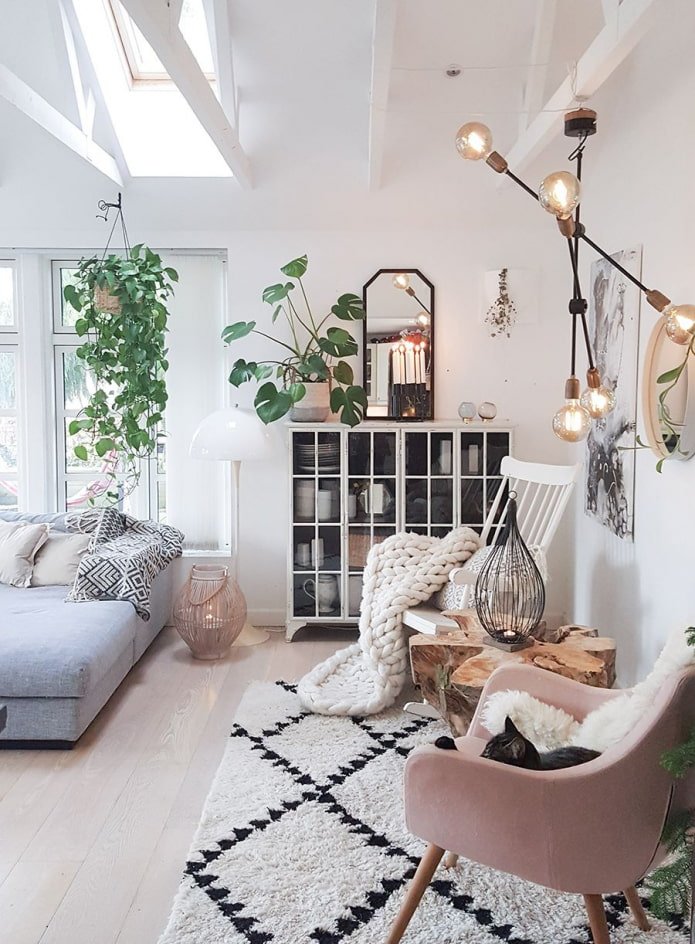 attic in hygge style