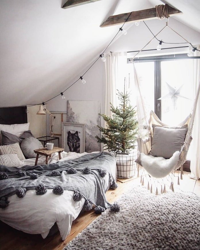 hanging chair in the bedroom