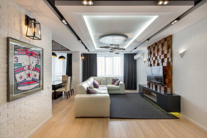 plasterboard ceiling with LED backlighting