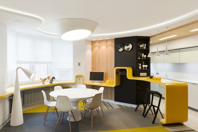 contemporary style kitchen-dining room