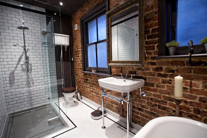plumbing in the bathroom in the loft style