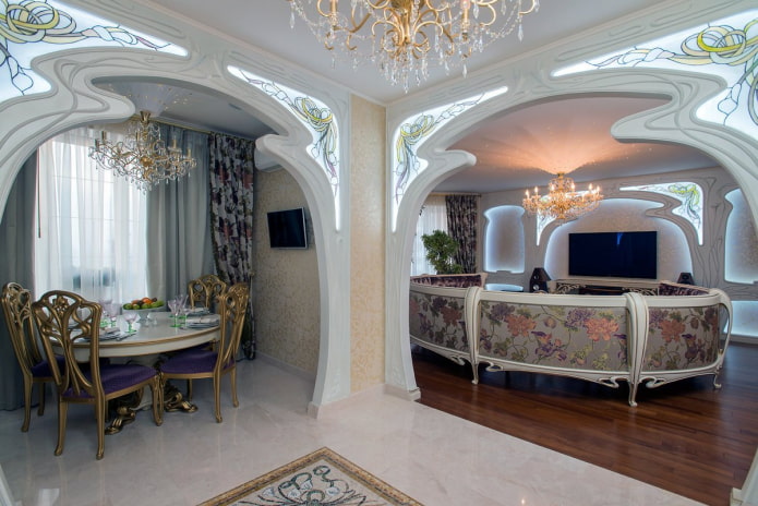 dining room and living room in modern style