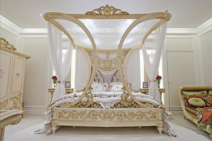 massive bed in the Art Nouveau style