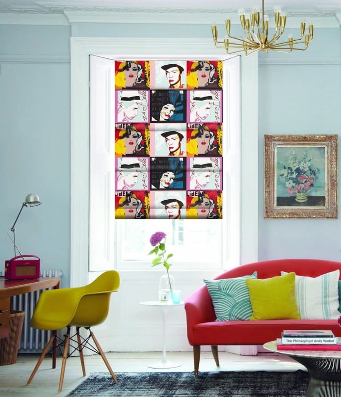 curtains in pop art style