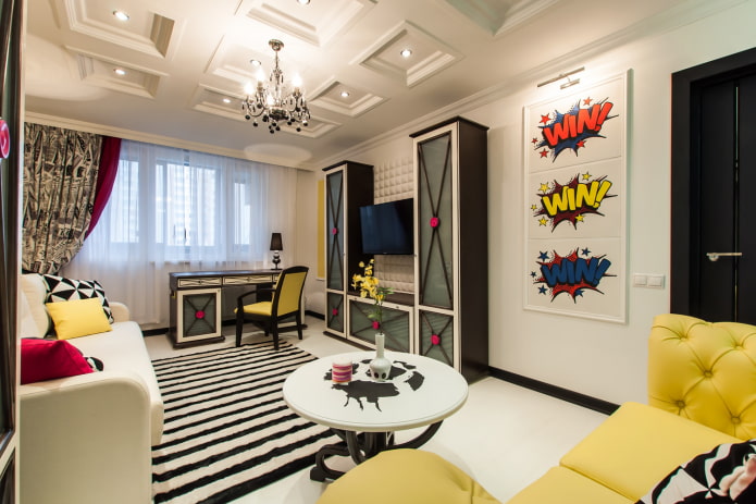 black and white striped carpet