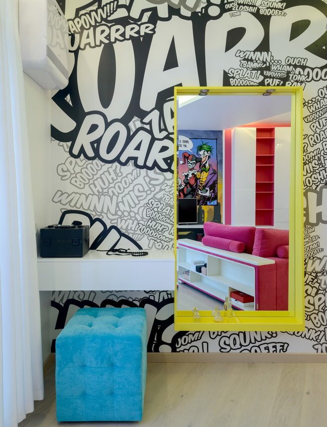mirror in a yellow frame