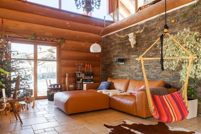 living room decoration in rustic style