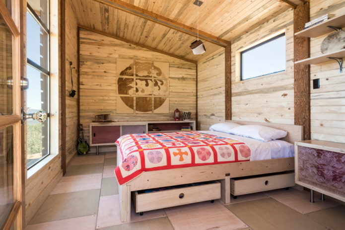 furniture in a bedroom in a rustic style
