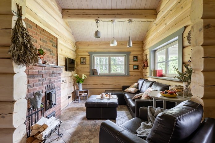 color scheme of the living room in the rustic style
