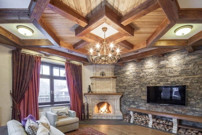 living room decoration in rustic style