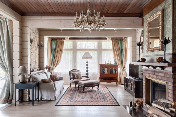 color scheme of the living room in the rustic style