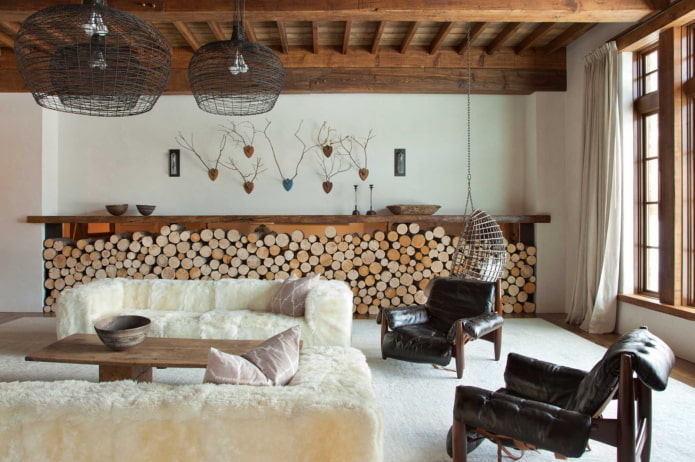 living room decor in rustic style