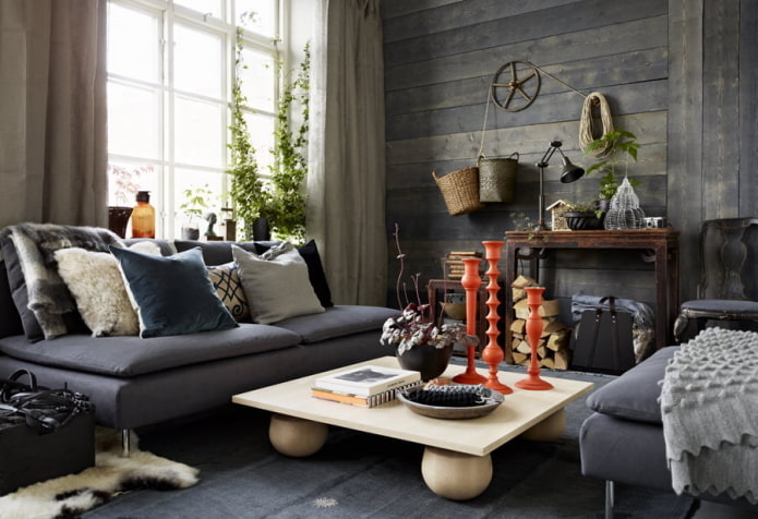 living room decor in rustic style