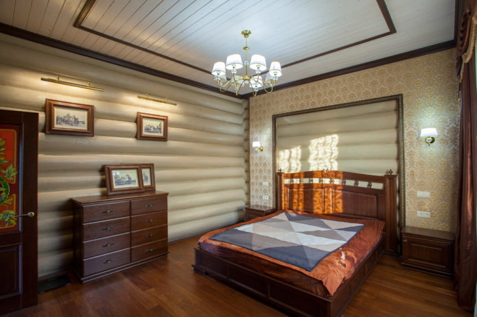 lighting in the bedroom in rustic style