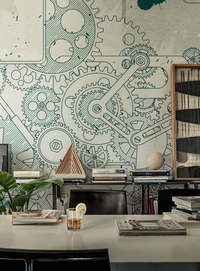 photo wallpaper with drawings