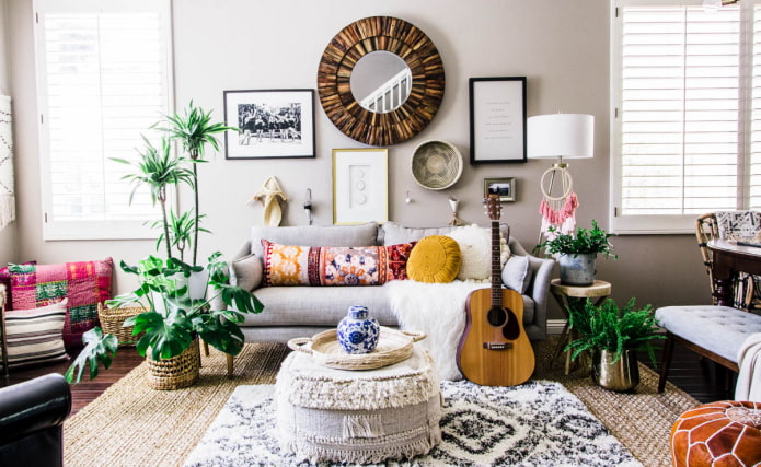 living room in boho-chic style