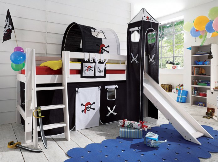 pirate interior with a loft bed