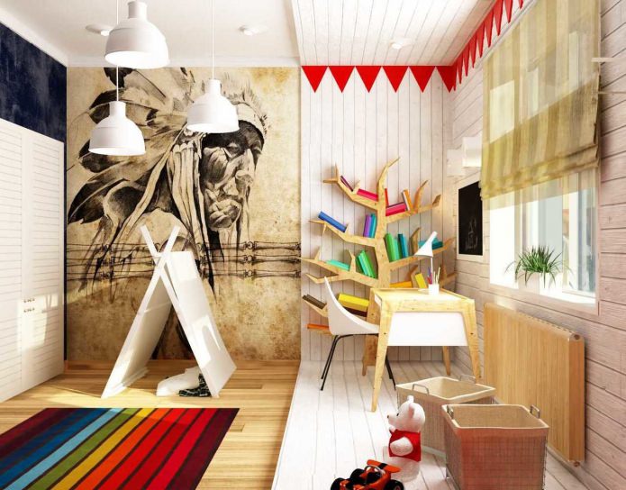 combination of Indian and modern children's room interior