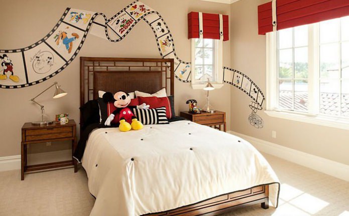 children's room interior with Mickey Mouse