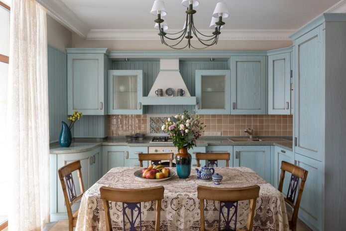 compact kitchen in the Provence style