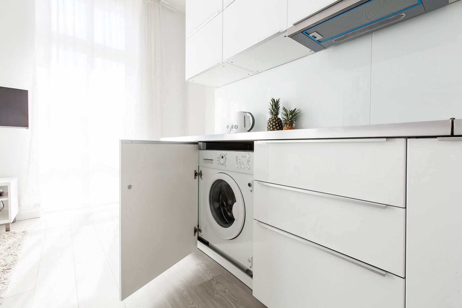 hinged facade for the washing machine