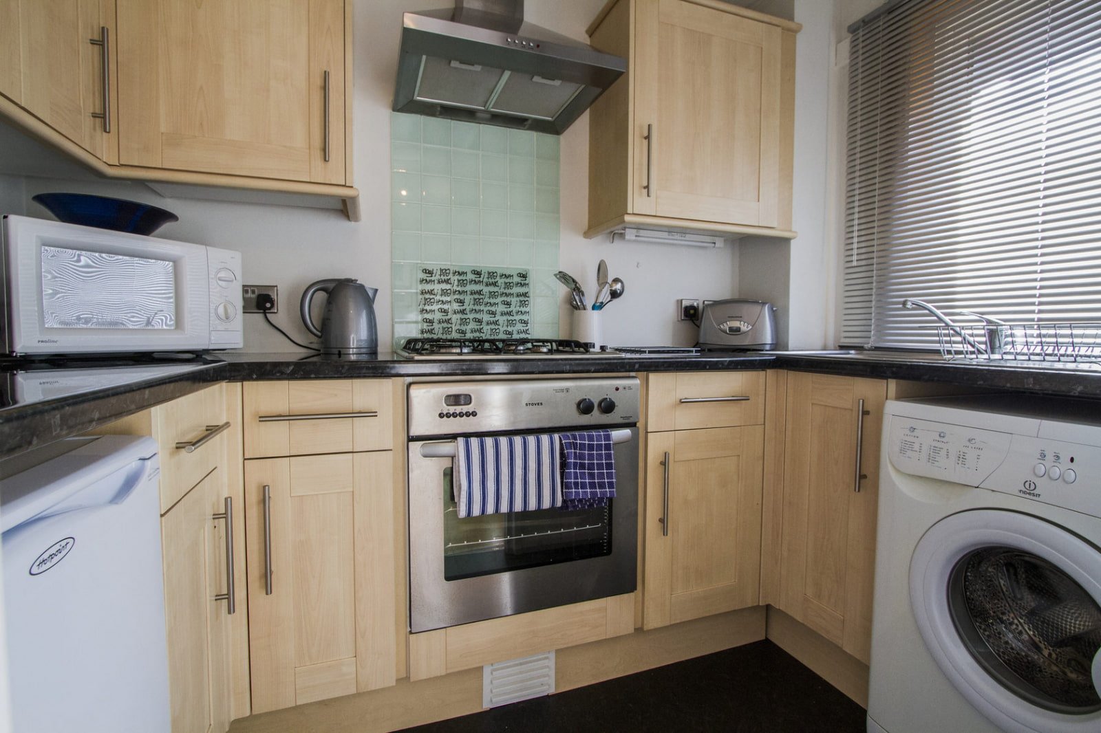 washing machine in a small kitchen