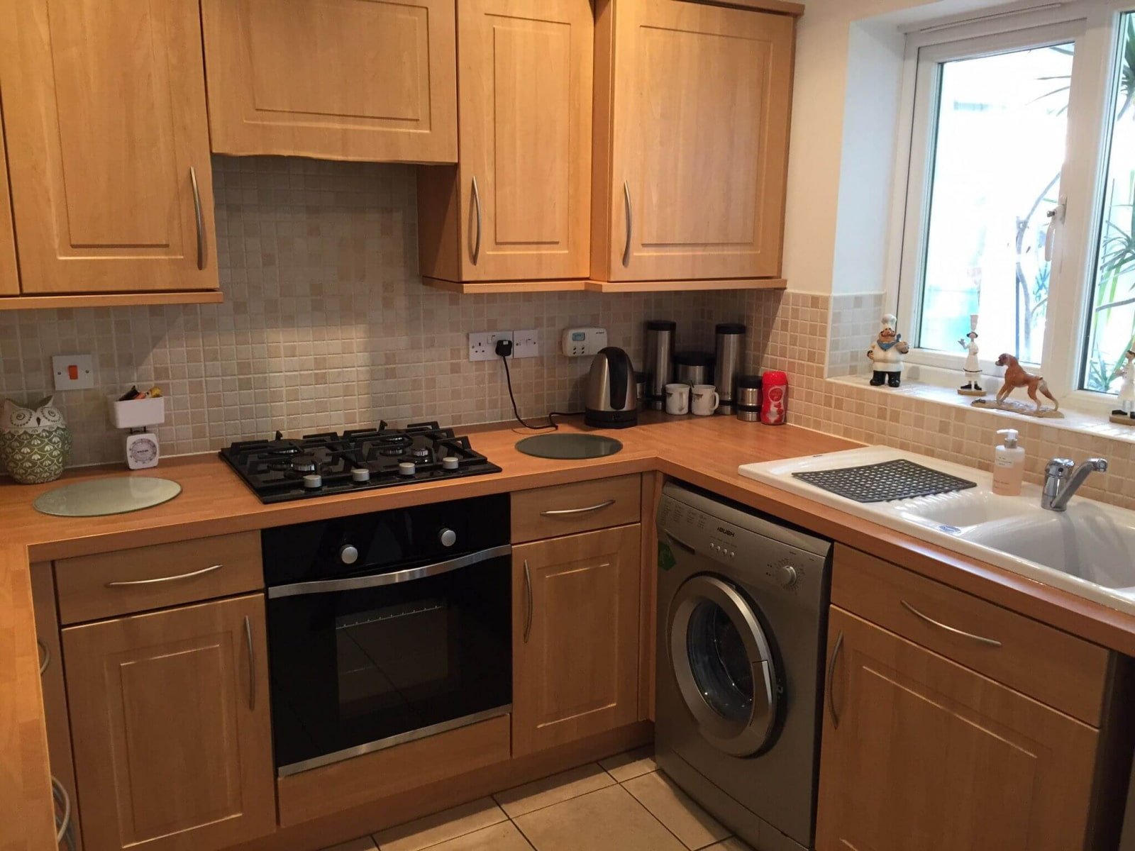 location of the washing machine near the sink