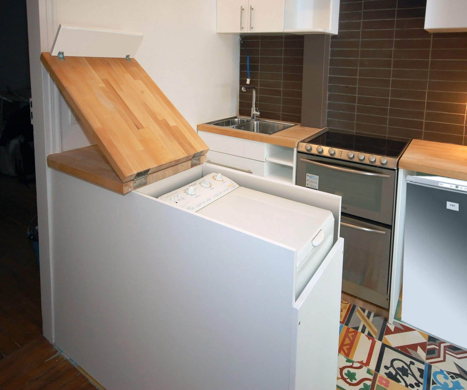top-loading machine in the kitchen