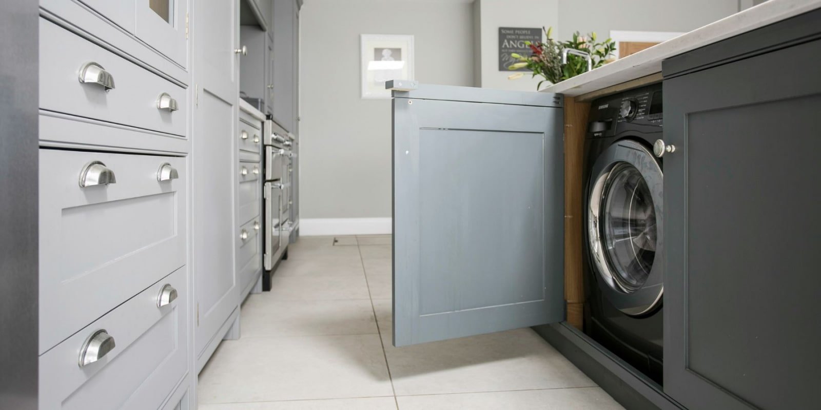 washing machine behind the door