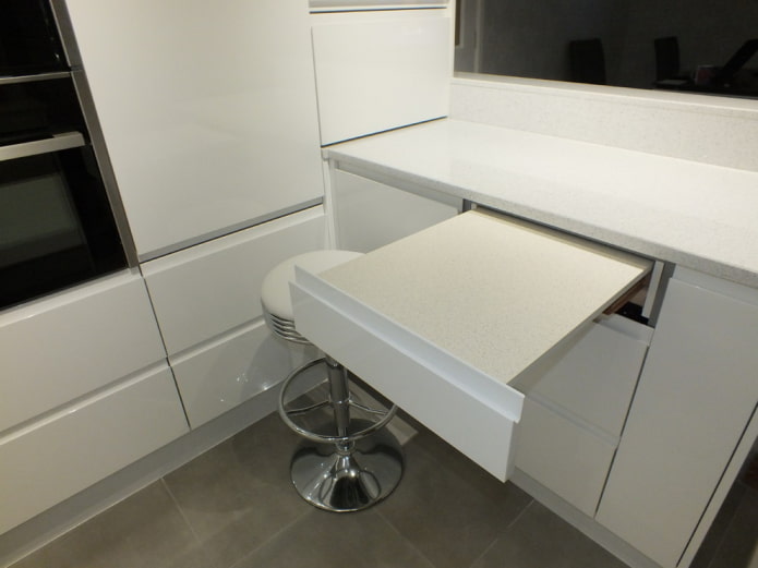 extending table in the countertop