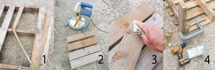 Low table steps for making 1-4