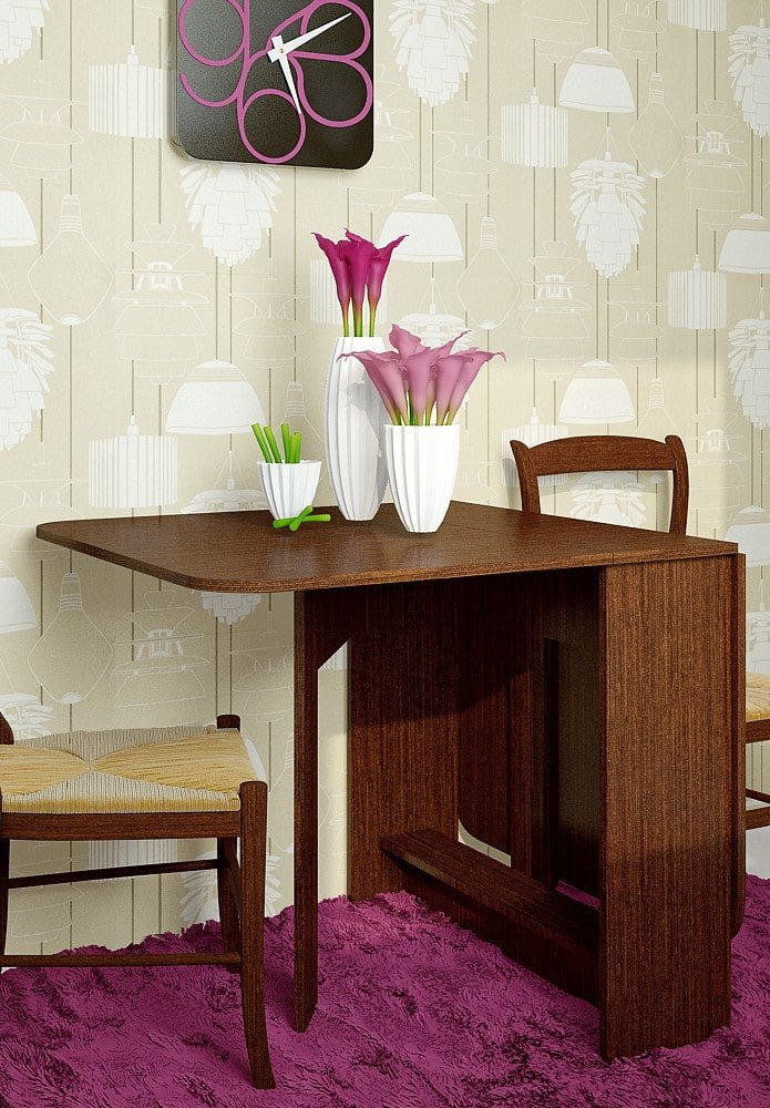 brown folding table in the interior