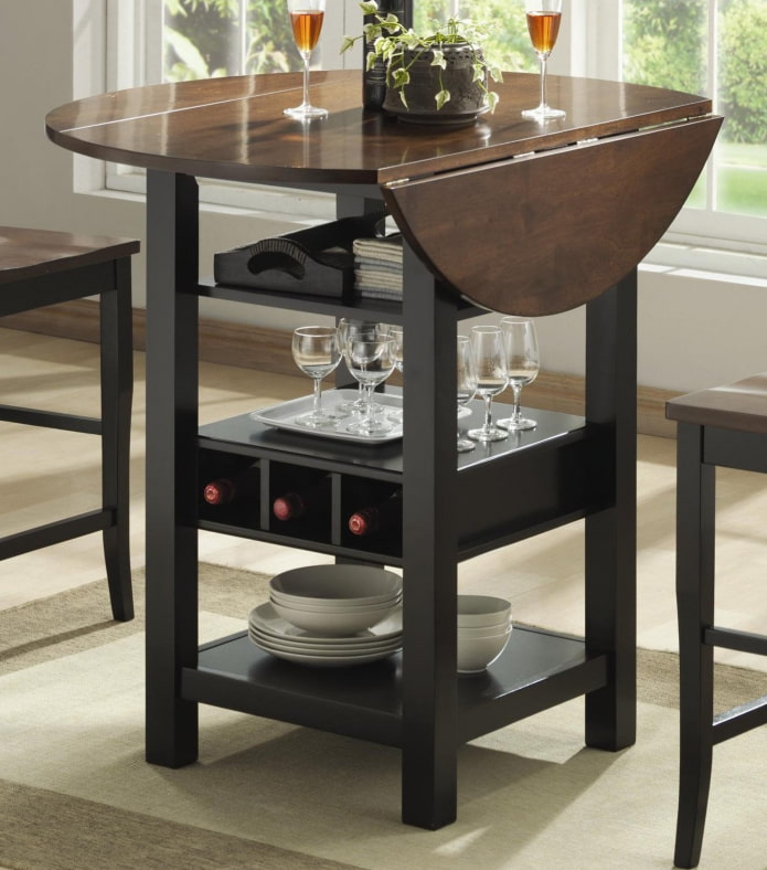 round folding table in the interior